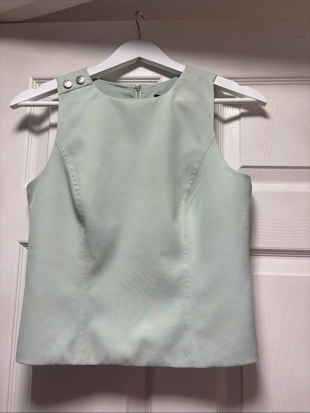White House Black Market Mint Green Sleeveless Top with Shoulder Buttons